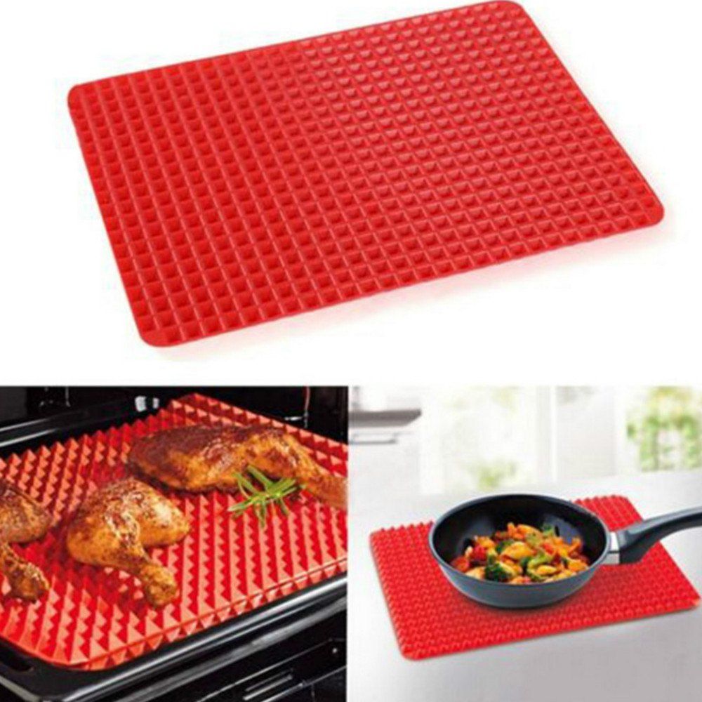 

Red Bakeware Pan Nonstick Silicone Moulds Cooking Mat Oven Baking Tray Sheet Kitchen Tools