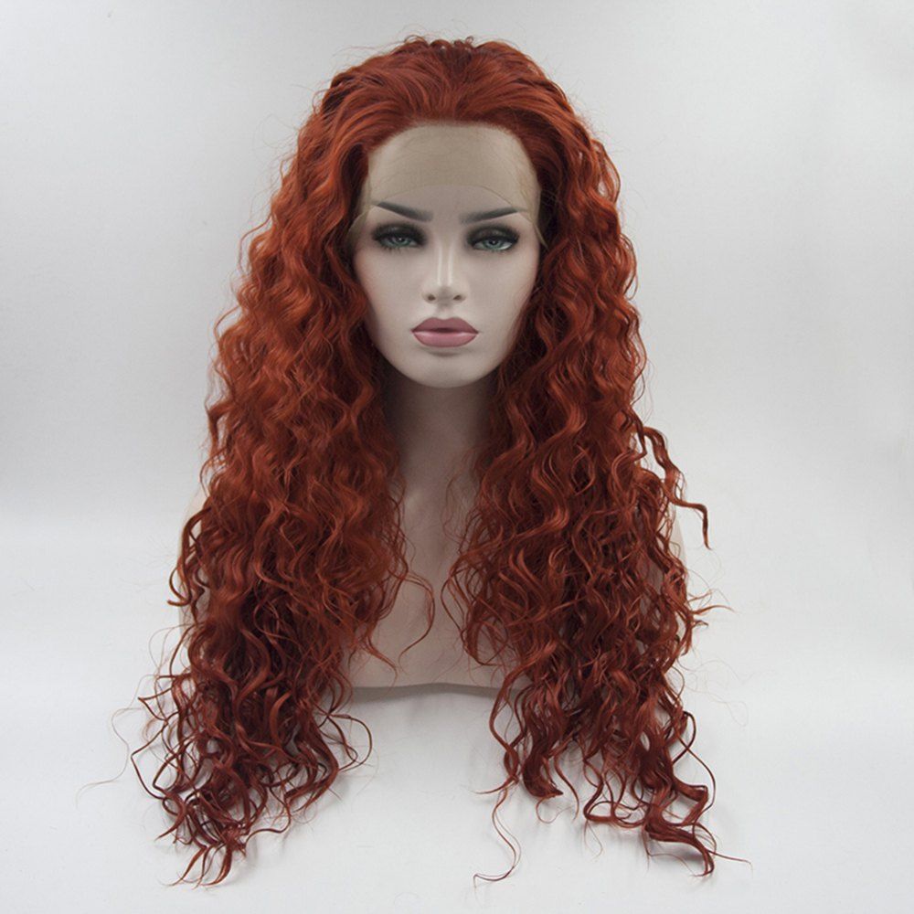 [41 Off] Long Curly Orange Red Heat Resistant Synthetic Hair Lace Front Wigs For Women Rosegal