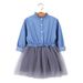 Enfants Fille Denim Printemps Automne Manches Longues Mesh Princesse Robe Enfants Vêtements - Bleu clair 90