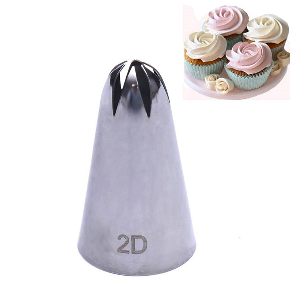 

2D Rose Flower Cake Decorating Icing Tips Cupcake Nozzles, Stainless steel