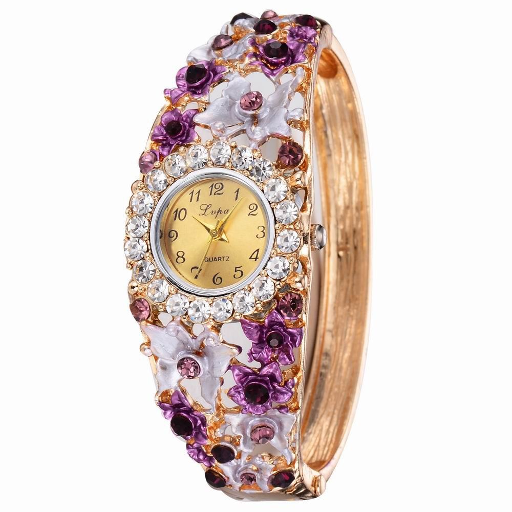 

Lvpai P047 Women Flowers Bangle Quartz Watches, Purple