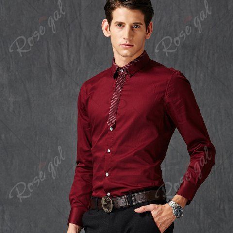 camisa color vino para hombre