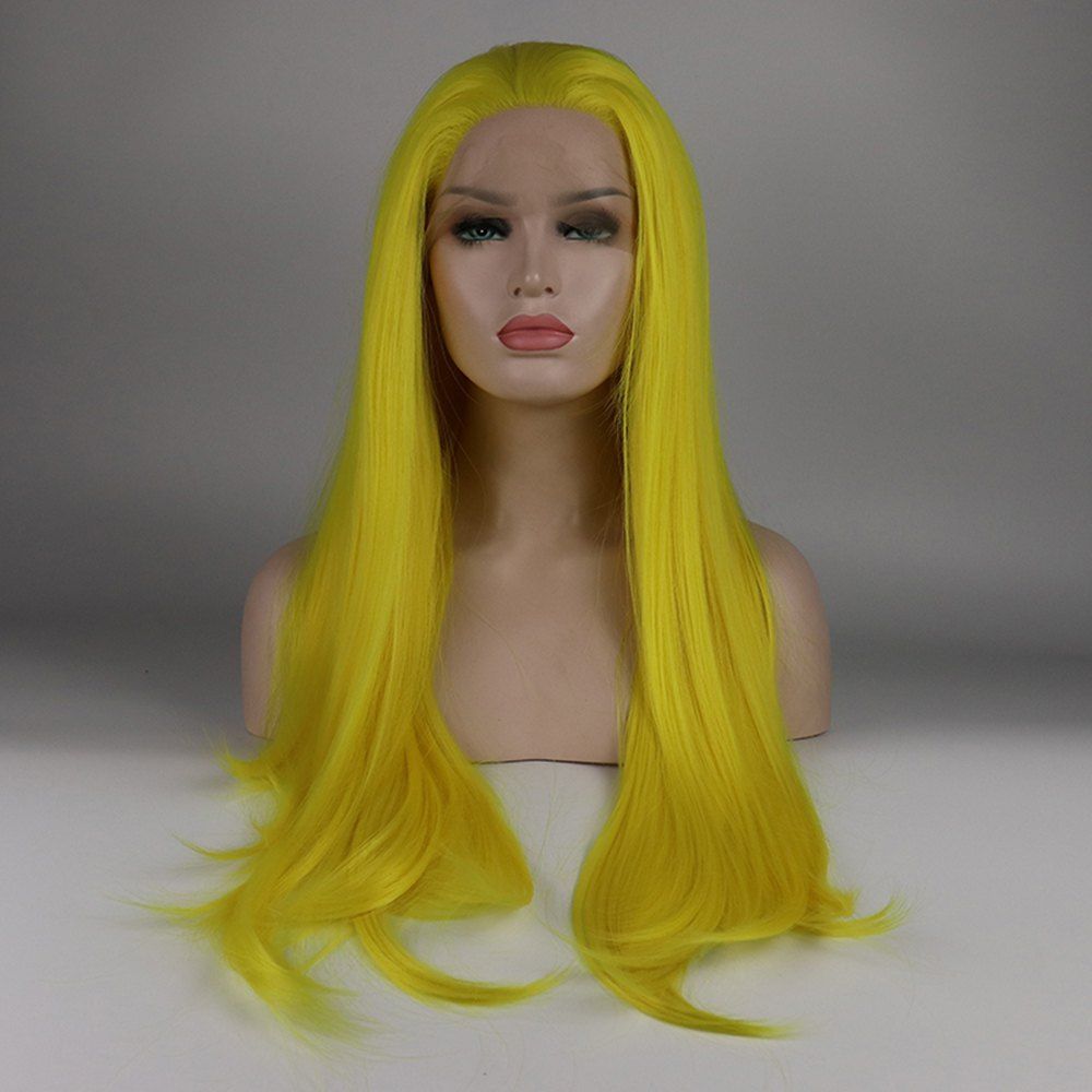 29% OFF Long Hair Yellow Color Straight Style Heat ...
