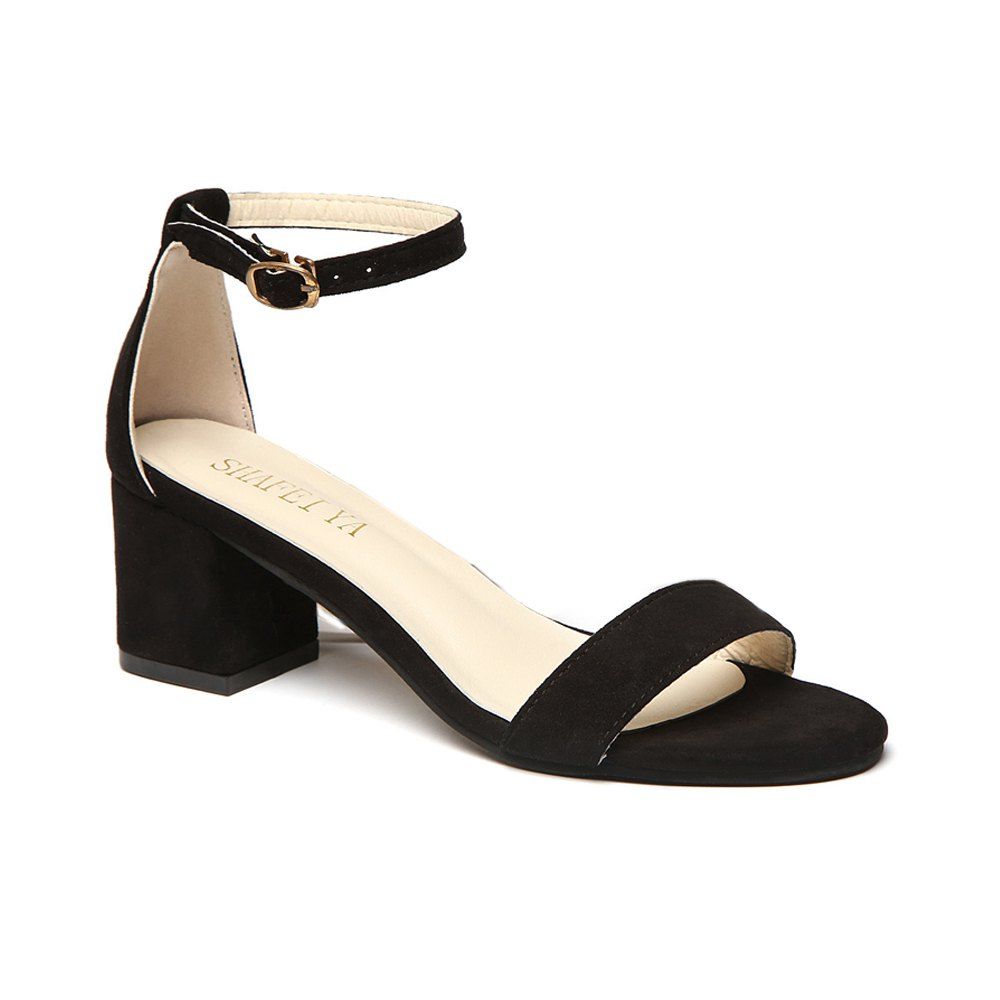 

Women Summer Sandals Thick Heel Solid Color Pumps for Girls, Black