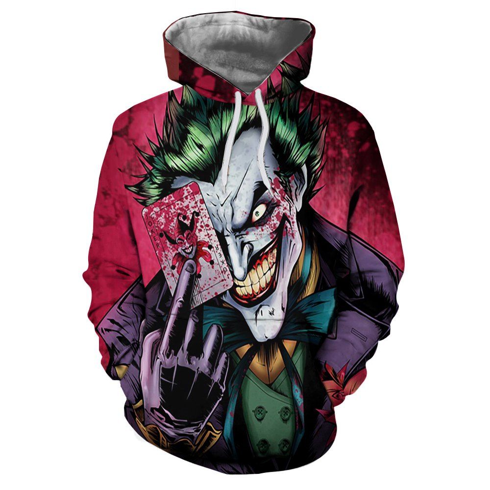 

Fashion 3D Poker Clown Printing Men's Long-Sleeved Hoodie Winter Loose Shirt, Chilli pepper