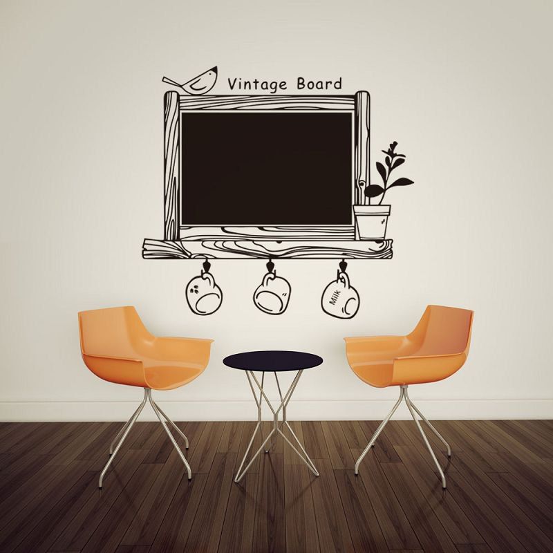 Black 58x106cm Dsu Factory Cups Nature Bird Kitchen Chalkboard Dsu Factory Cups Nature Bird Kitchen Chalkboard Decal Blackboard Wall Sticker Nursery Note Labels