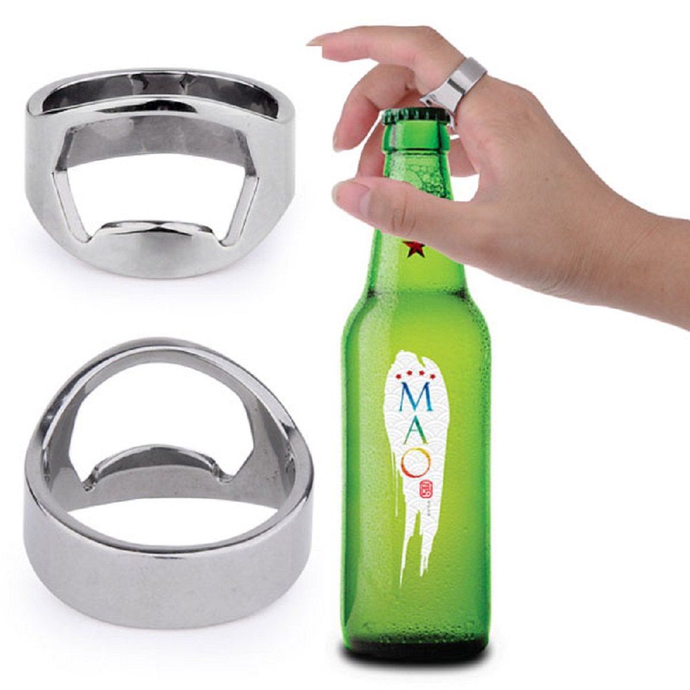 

Creative Stainless Steel Beer Openers Finger Ring Ring-Shape Bottle Opener Bar Tools, Alice blue
