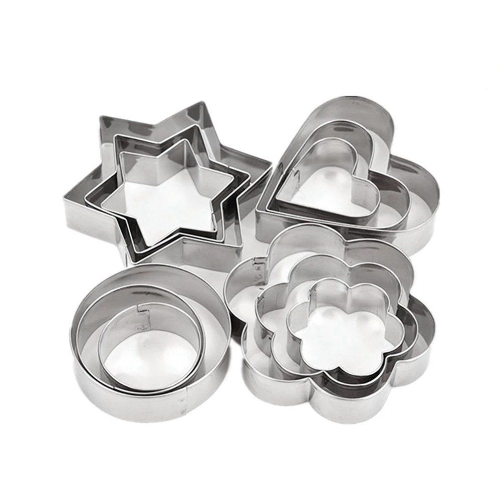 

12 Pcs Cake Decorating Fondant Cutters Cookie Biscuit Egg Stainless Steel Mould Baking and Pastry Tools