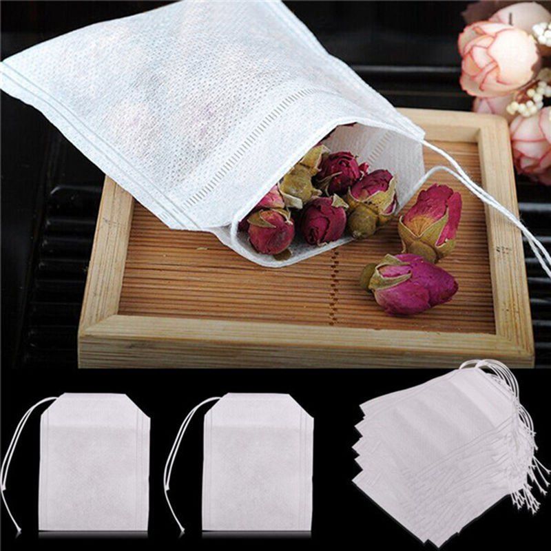 

100pcs/Lot New Non-Woven Fabrics Empty Tea Bag with String Heal Filter Paper, White