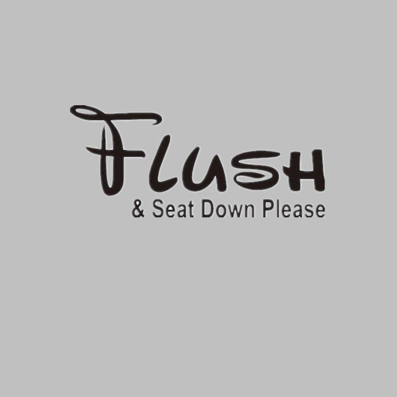 

DSU FLUSH & SEAT DOWN PLEASE Toilet Bathroom Funny Text Stickers Decoration, Black