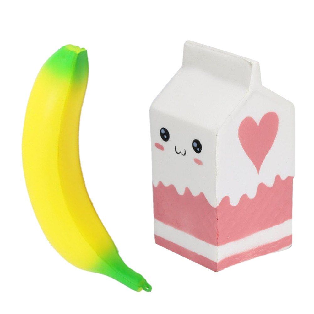 2019 Jumbo  Squishy  Banana  And Milk Carton Soft  Toy For 