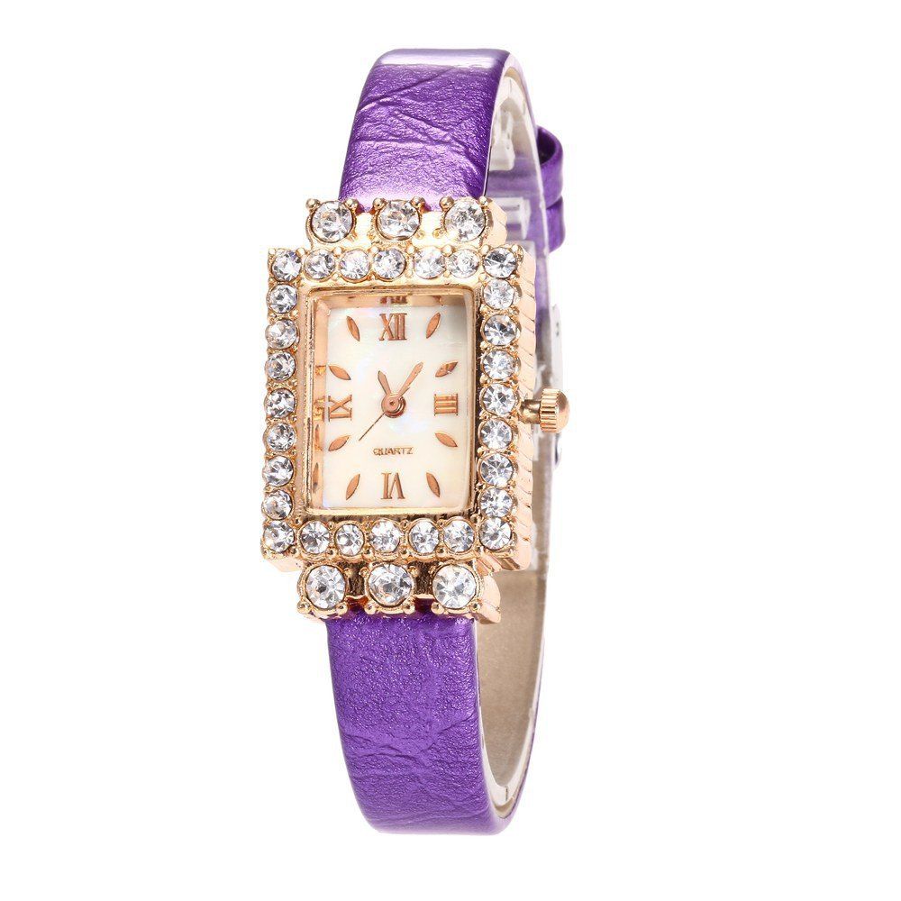 

Rectangular Dial Lady Retro Watch, Purple