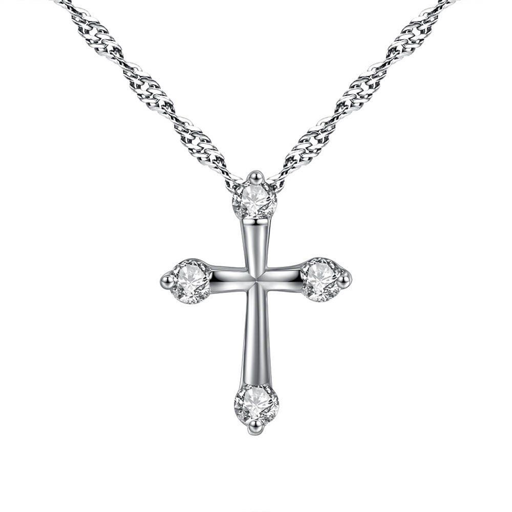 

Cross Crystal Pendant Necklace, Silver