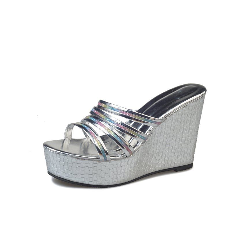 Women Summer Bottom Platform Shoes Fashion Floral Waterproof Sandals Wedge Slippers Thick Slope Shoes