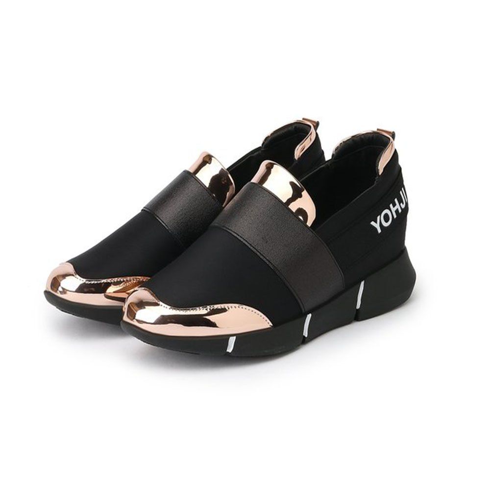 

PU Panel Low Top Slip On Sneakers, Gold