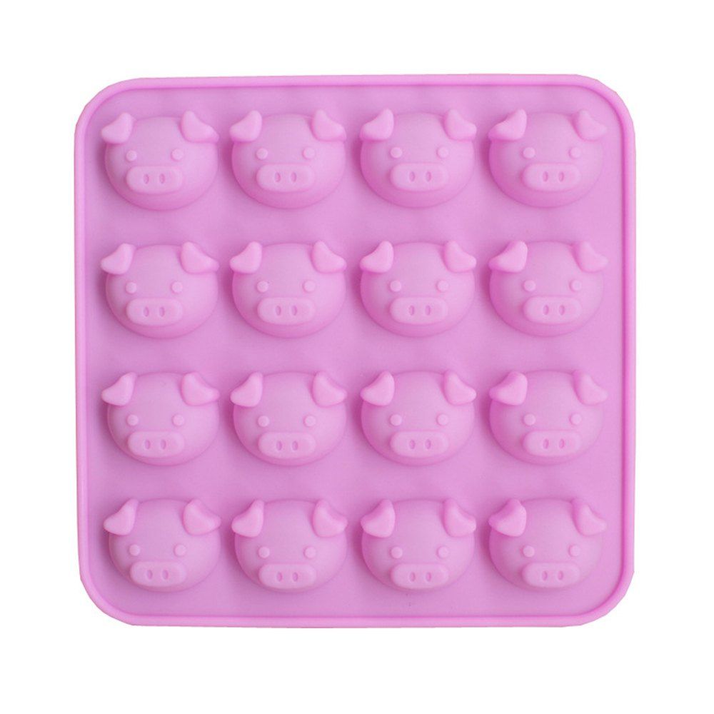 

New 16 Even Cartoon Cute Pig Head Silicone Cake Chocolate Mold, Pink