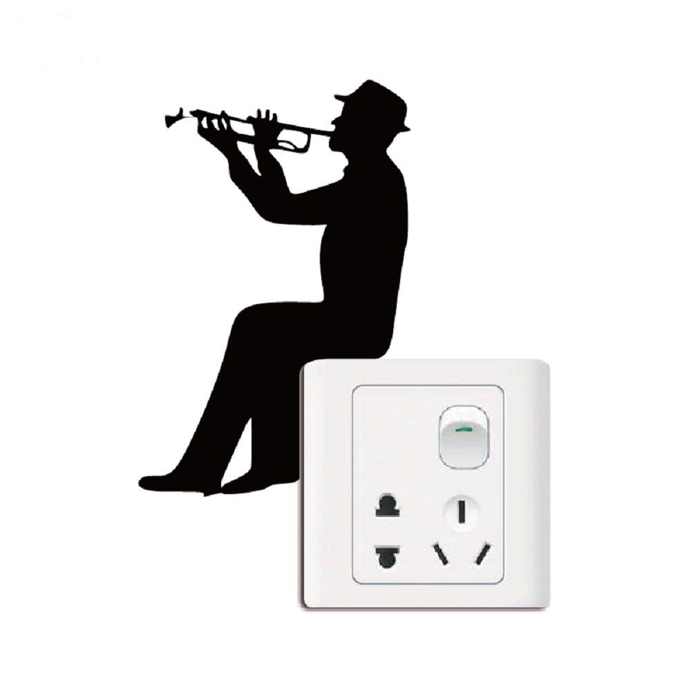 

Music Silhouette Light Switch Sticker Trumpet Wall Decal Music Lover Home Decor, Black