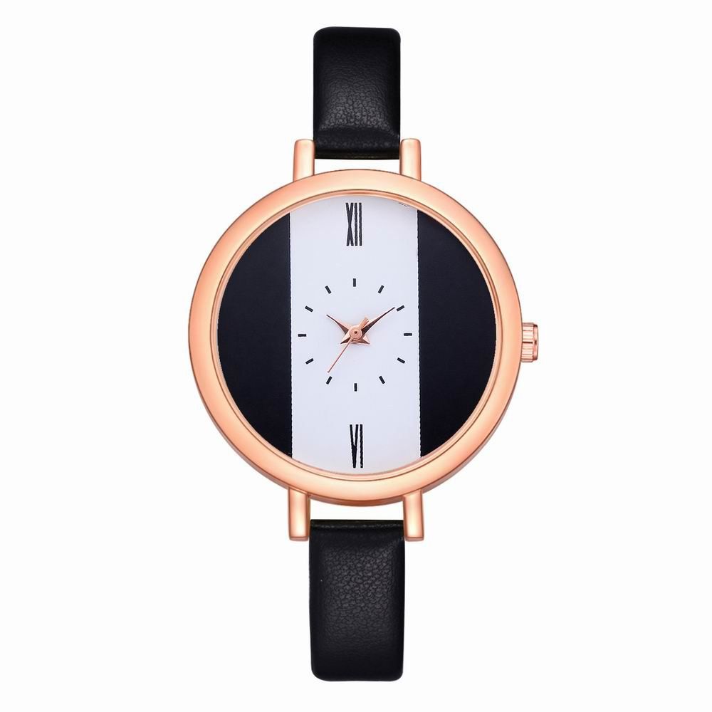 

Fanteeda FD113 Women Unique Dial Leather Band Quartz Wrist Watch, Black