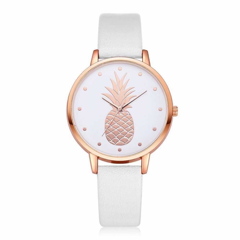 

Fanteeda FD123 Women Pineapple Dial Leather Band Quartz Wrist Watch, White