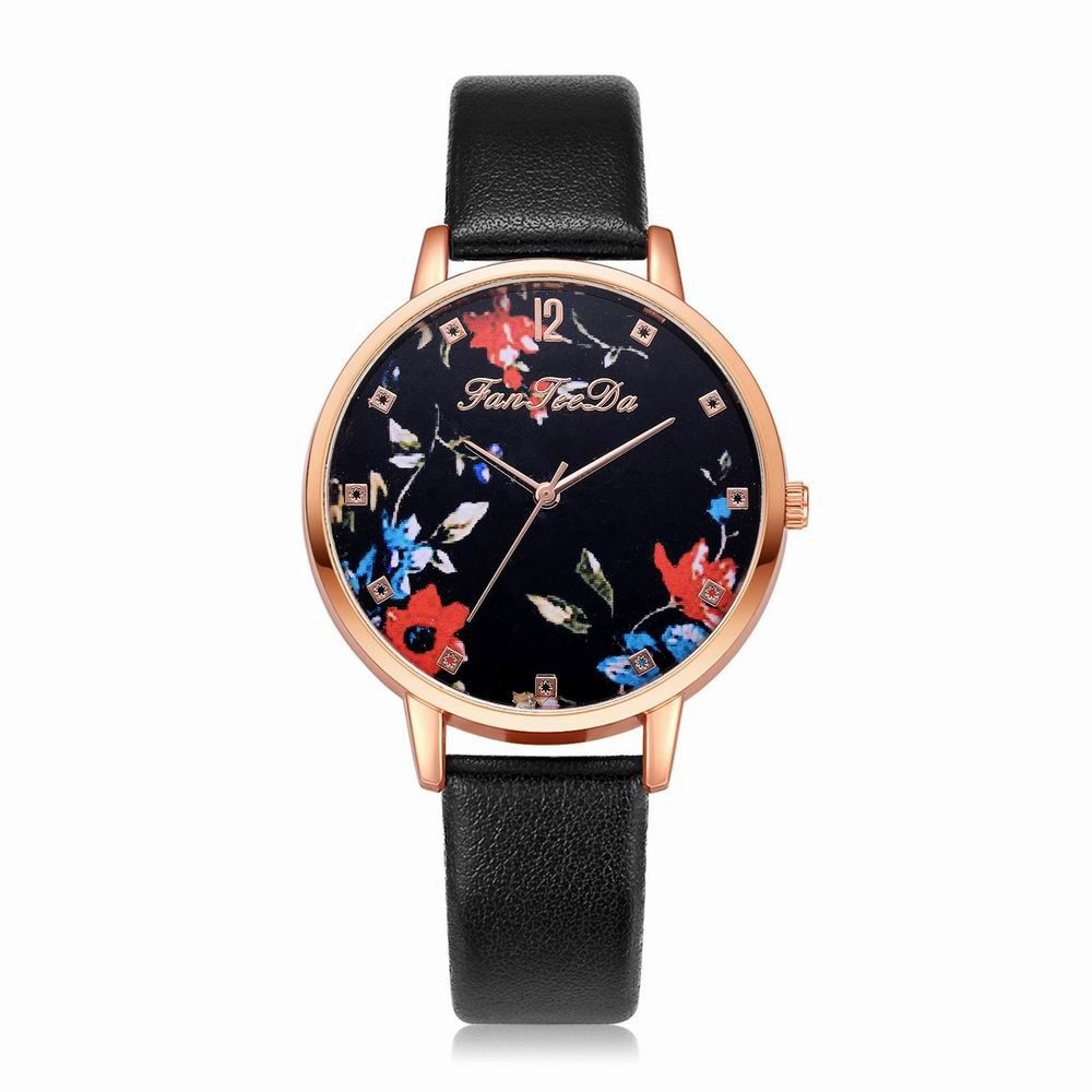 

Fanteeda FD132 Women Fashion Leather Band Quartz Dress Watch, Black
