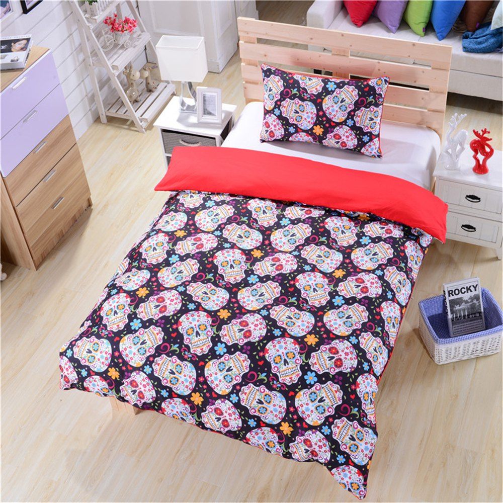 Multi Full New Sugar Skull Bedding 3pcs Duvet Cover Set Digital Outfits New Sugar Skull Bedding 3pcs Duvet Cover Set Digital Print