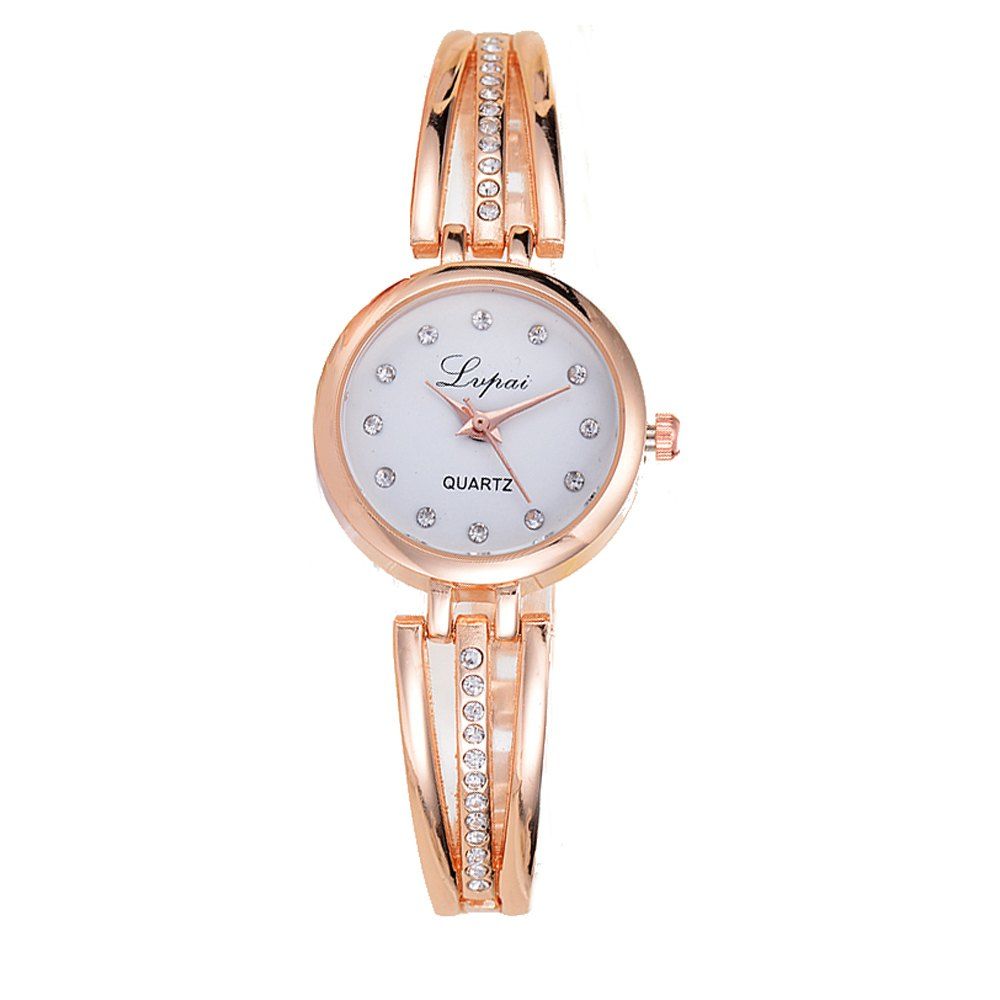 

Lvpai P173 Women Alloy Quartz Wrist Watch with Rhinestones, Gold