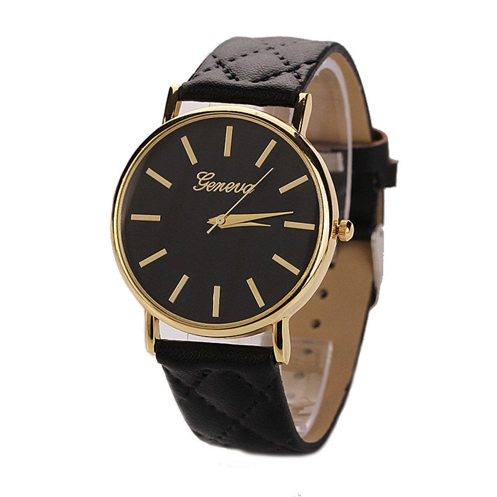 

Geneva XR781 Women Men Analog Quartz Leather Wrist Watch, Black