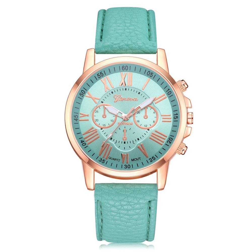 

Geneva XR740 Women Simple Analog Quartz PU Leather Wrist Watch, Blue green