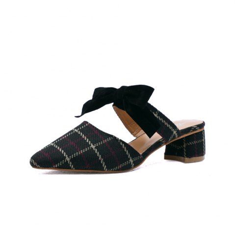 Pointy Bowknot Coarsely Shoes - Black - 37 Pointy Bowknot Coarsely Shoes - Black - 37