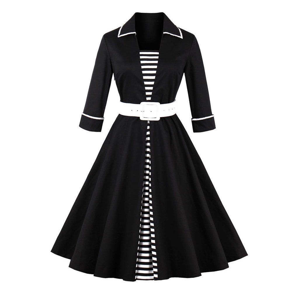 

Stripe Joining Together Dress, Black