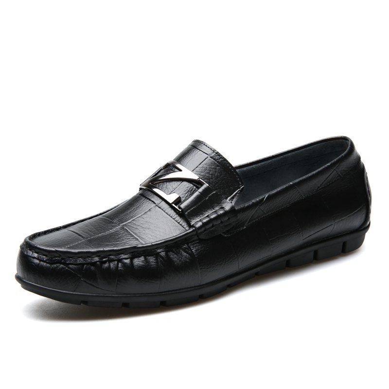 

Male Outdoor Soft Driving Flat Loafers Leather Men Casual Shoes, Black
