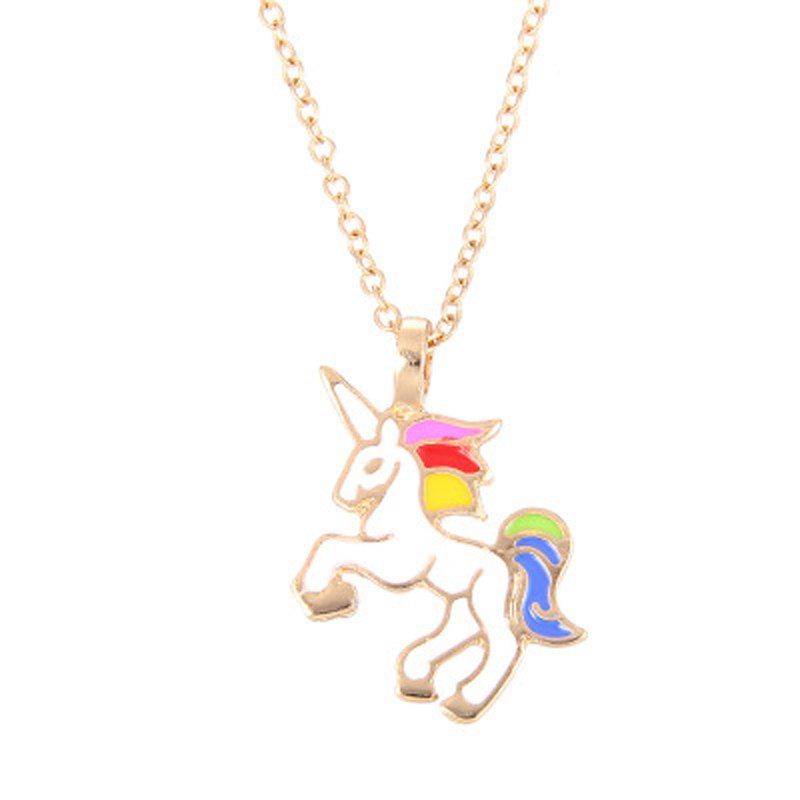 

Fashion Cute Rainbow Coloured Unicorn Alloy Pendants for Woman, White