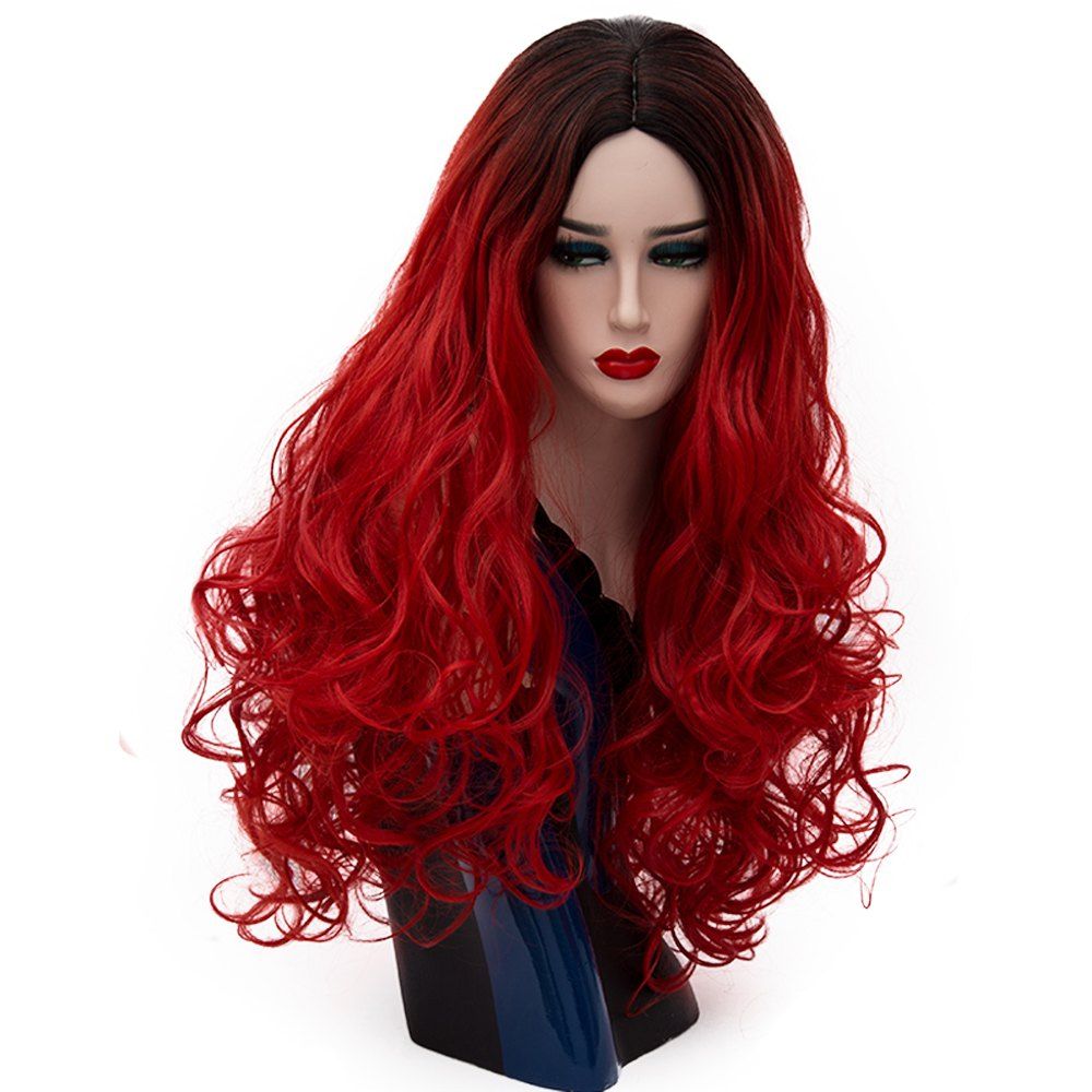 big red curly wig