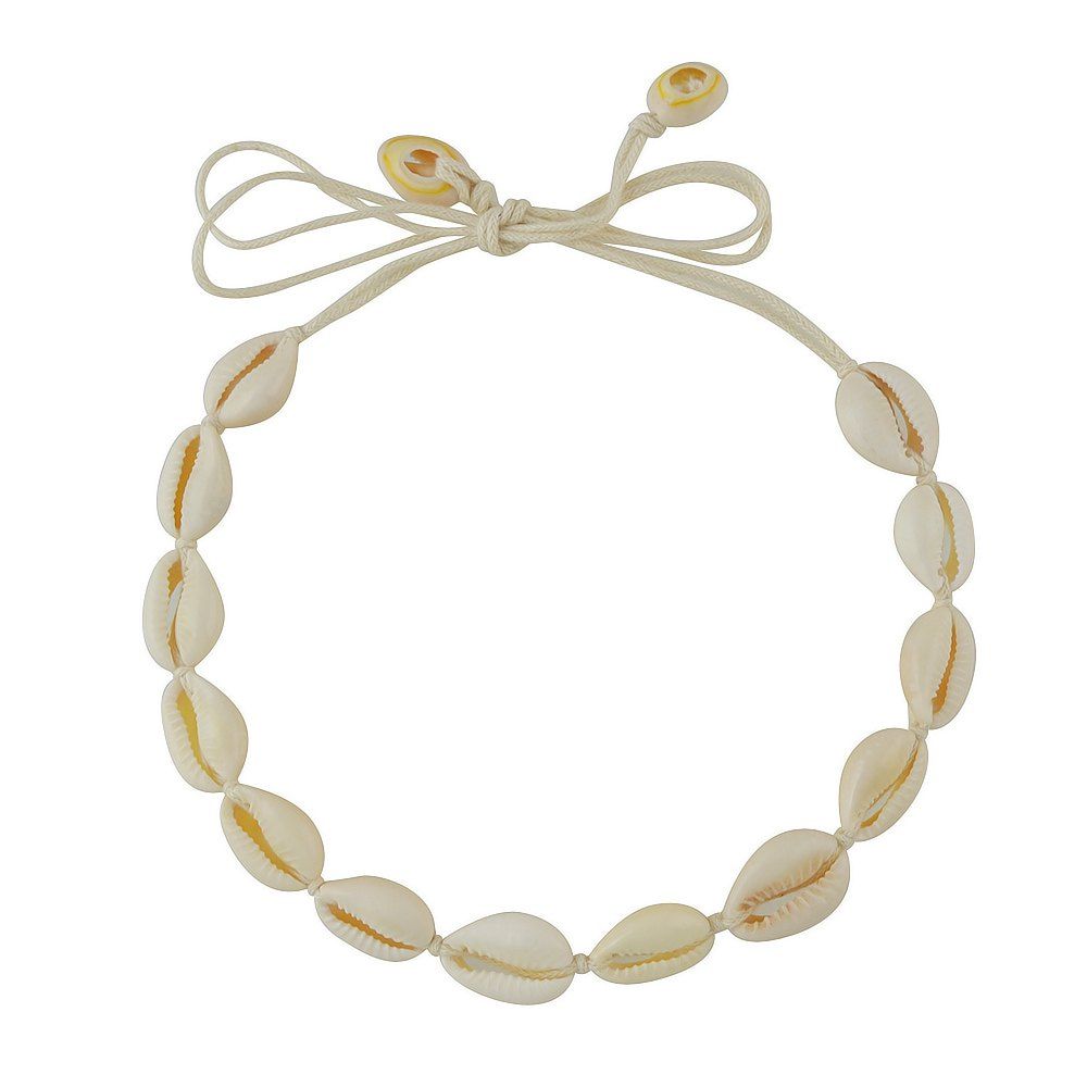 

Beige Color Rope Chain with Shell Shape Choker Necklace