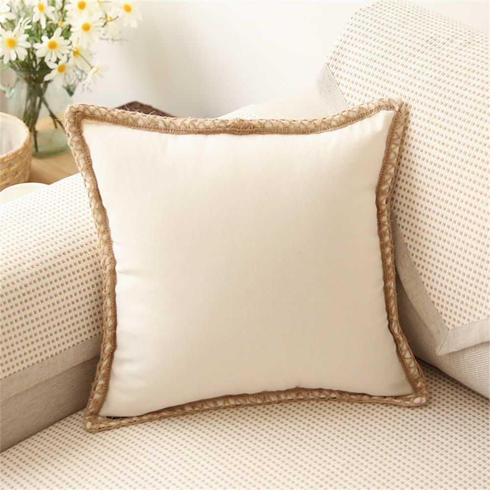 2018 Simple Cotton And Hemp Sofa Lace Pure Color With No Core Hot Simple Cotton And Hemp Sofa Lace Pure Color With No Core Pillowcase