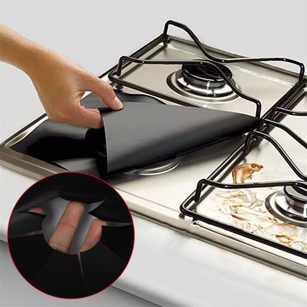 

4pcs Safety Nonstick Gas Stove Protection Mat, Black