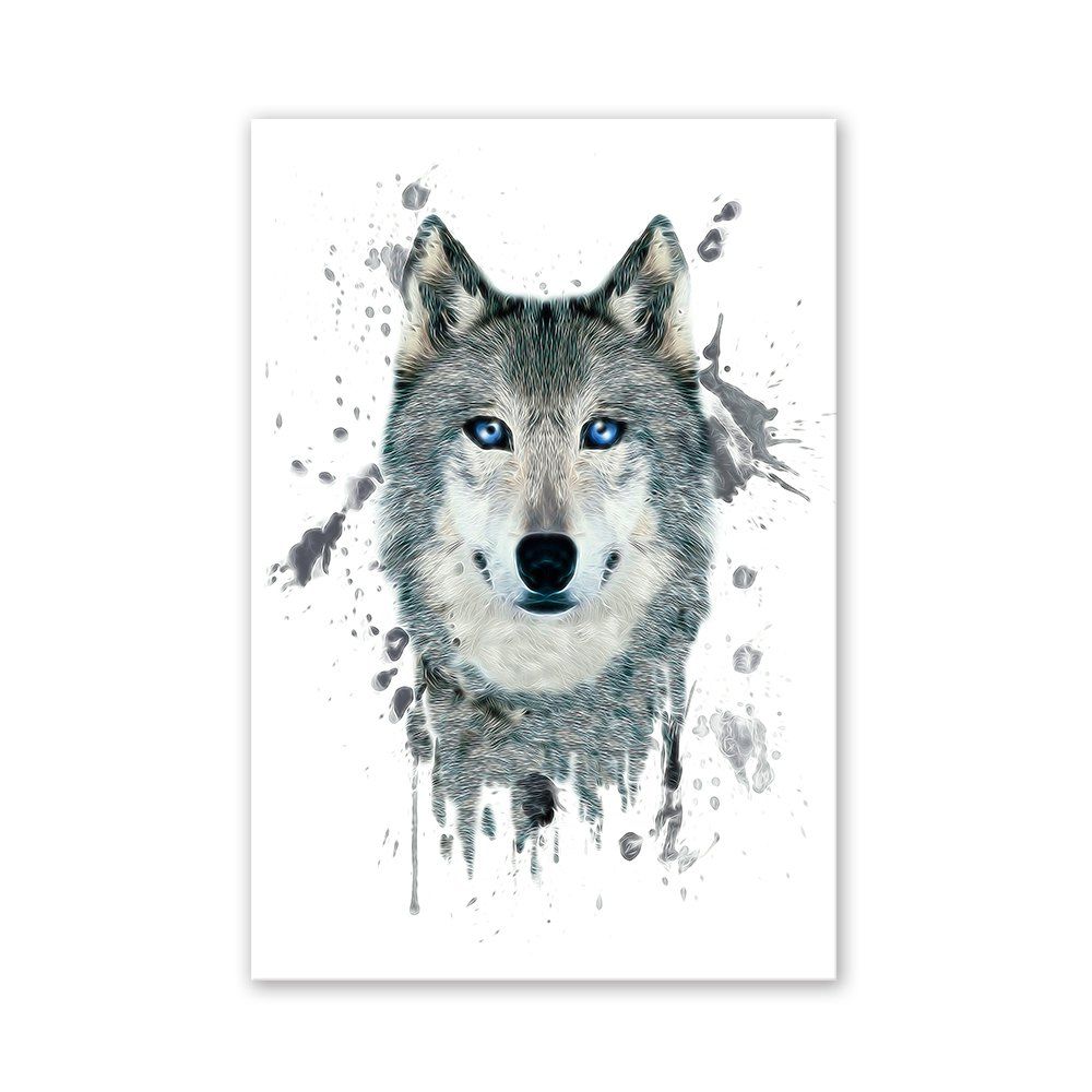 

W027 Wolf Head Unframed Wall Art Canvas Prints for Home Decoration, Multi-a