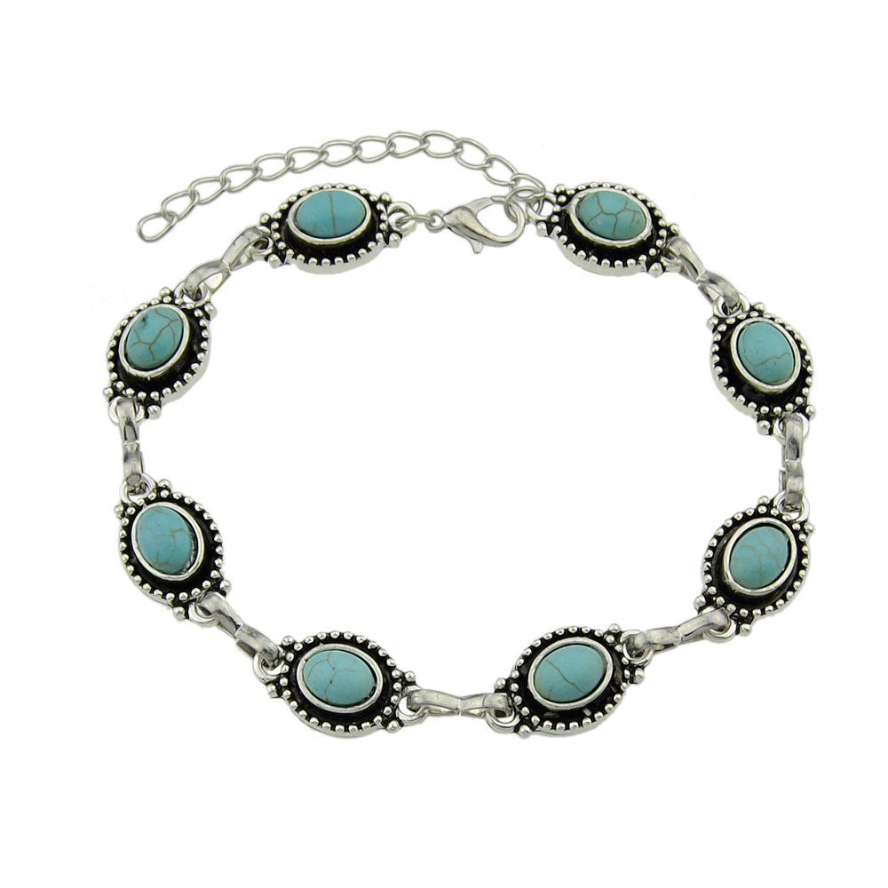 

Silver Color Chain with Blue Stone Anklets, Turquoise