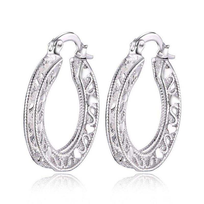 

Trendy Hollowed Silver Earrings ER0746, White