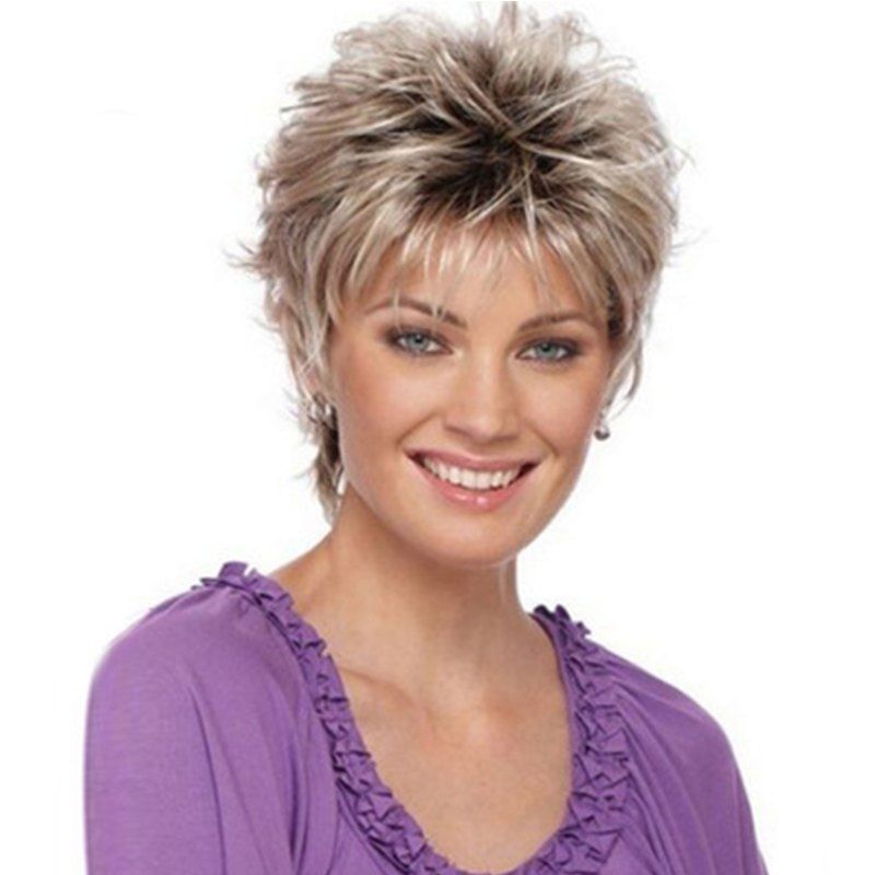 

Fashionable Lady Gradient Short Wig, Light khaki