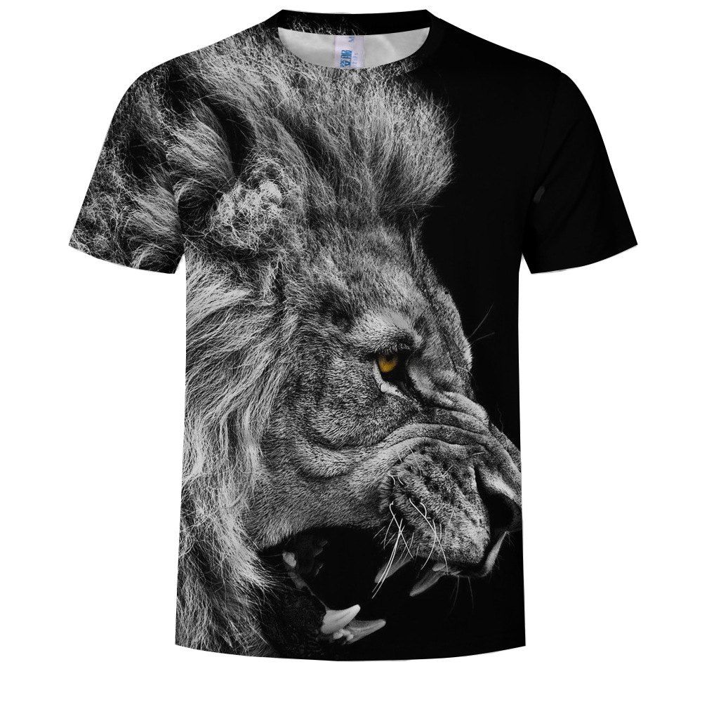 

Lion 3D Printing Short-Sleeved T-shirt, Black