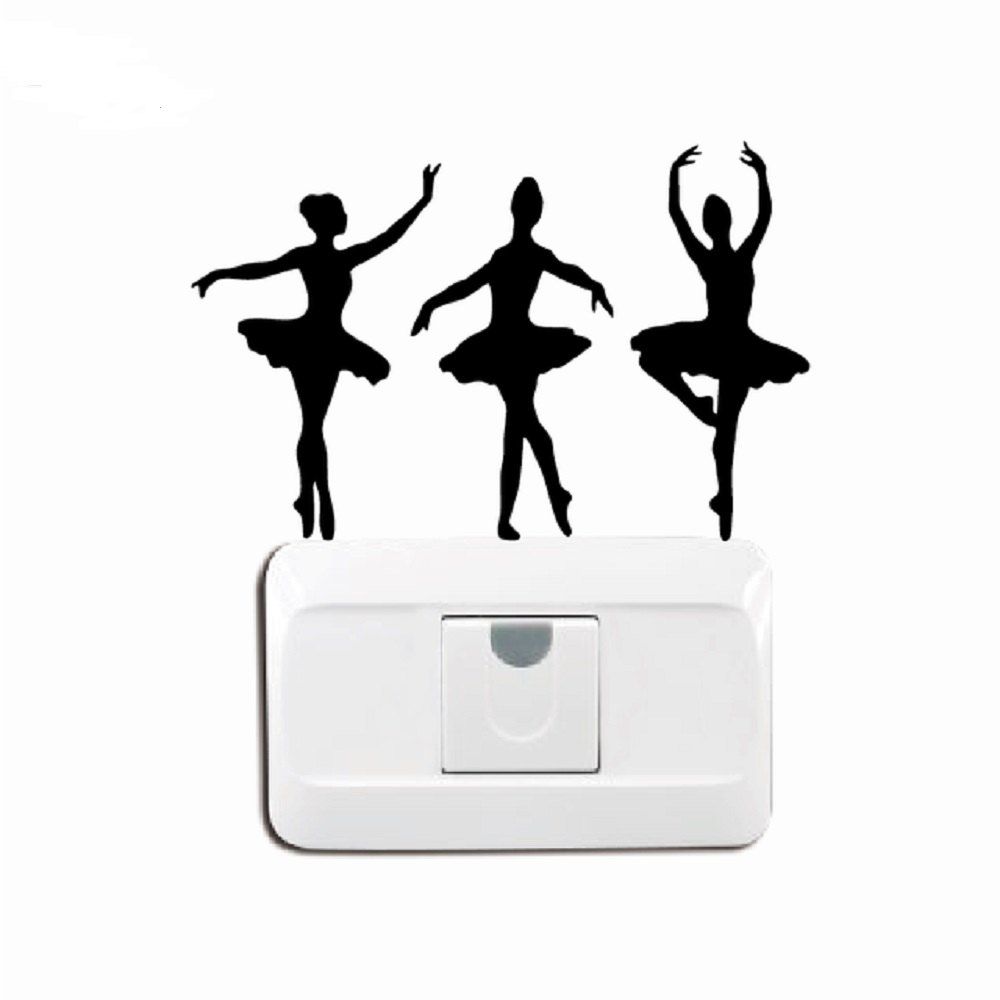 

Beautiful Ballet Dancing Ballerina Fashion Vinyl Wall Sticker Light Switch Decal, Black