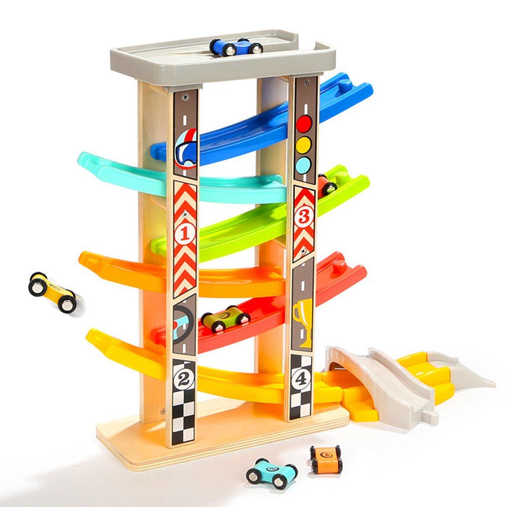 Multi A 6 Wooden Car Ramps Racer For Kids With Mini Racers And Best 6 Wooden Car Ramps Racer For Kids With Mini Racers And Extra Bridge