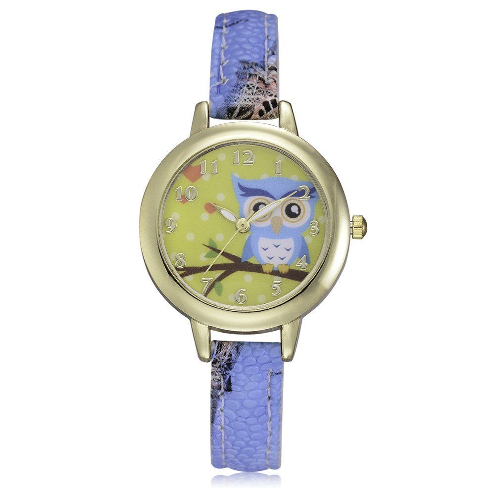 

XR2564 Women's Owl Dial Slim Leather Band Wrist Watch, Blue