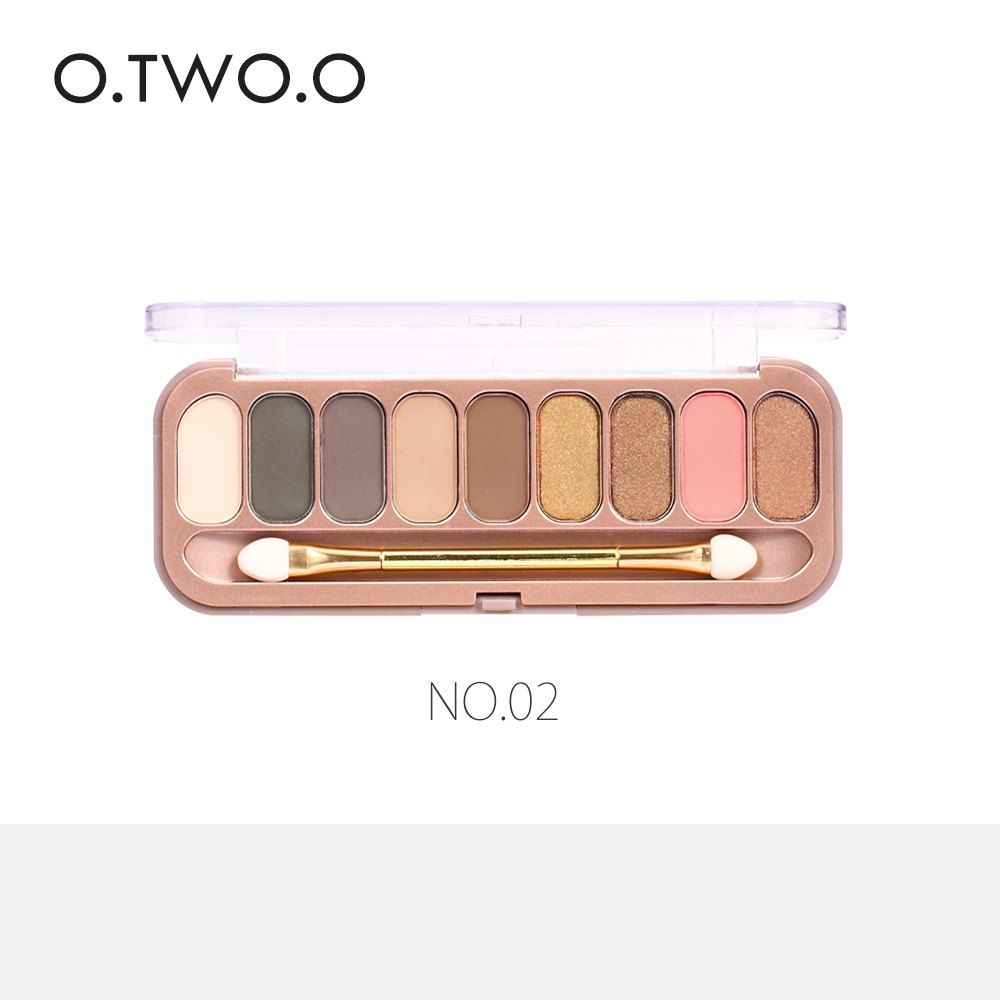 

O.TWO.O 9 Colors Palette Eyeshadow With Brush Make Up Eye Shadow for Women Girl Gift, #002