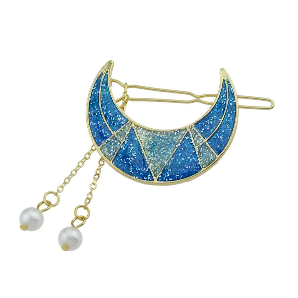 

Gold-Color Shape Hairgrips with Simulated-pearl, Blue ivy