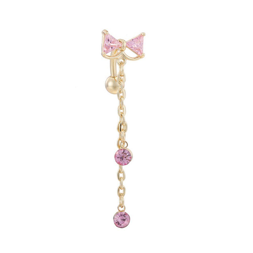 

Women Medical Steel Bowknot Human Body Piercing Jewelry Navel Nails, Pink
