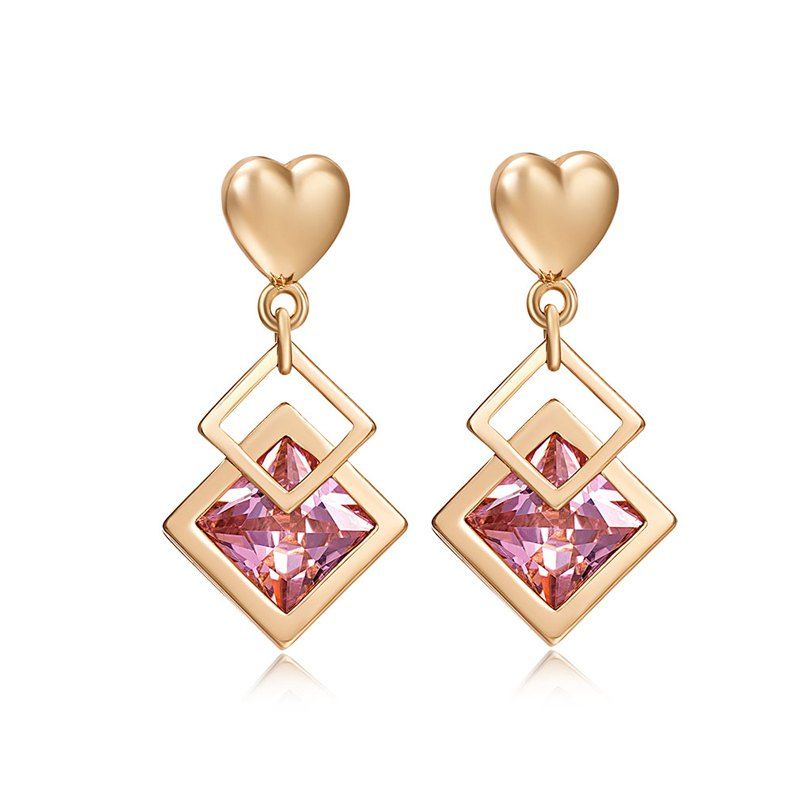 

Personality Heart Beautiful Zircon Earrings ERZ0093, Pink
