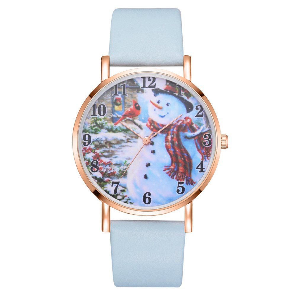 

XR2495 Women Snowman Dial PU Leather Jewelry Wrist Watch, Electric blue