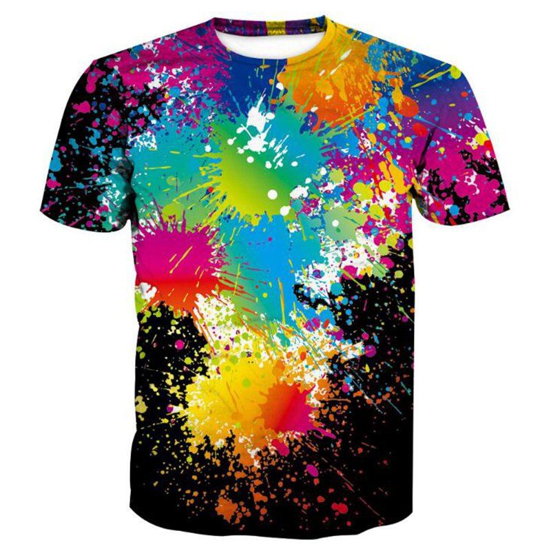 

Men's 3D Graffiti Printing Short Sleeve T-shirt, Black